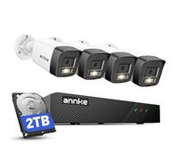 ANNKE 8CH 5MP Camera PoE Security System, 2TB HDD, Red & Blue Light Alarm | 4pcs 3K Outdoor Bullet IP Cams, 4K H.265+NVR, 2-Way Audio, Smart Motion Detection, Colour Night Vision, IP67 Weatherproof