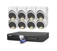 ANNKE 8CH Home 3K Lite AI DVR, Wired Security System with Built-in Mic, 8 X 1080P IP67 Weatherproof Cameras, Human/Vehicle Detection, Color Night Vision, H.265+, 1TB HDD for Surveillance