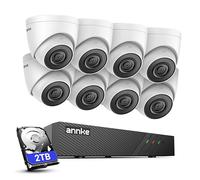 ANNKE 8CH PoE CCTV Camera System with 4K NVR & 2TB HDD - 8x Outdoor Turret IP Cameras, AI Human/Vehicle Detection, 30m Colour Night Vision, IP67 Weatherproof, App Remote Access for Home Security