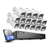 ANNKE CCTV Security Camera System, 16 CH 3K H.265+ DVR, 12-Packed 3K CCTV White Wired Cams, 2-Way Audio, Color Night Vision, Human/Vehicle Detection, IP67 Waterproof, 2TB Hard Drive