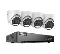 ANNKE CCTV Security Camera System, 8 Channel 3K Lite H.265+ DVR, 4-Packed 2MP Built in Mic HD Cameras, Color Night Vision, Human/Vehicle Detection, IP67 Waterproof for Outdoor Indoor, NO Hard Drive