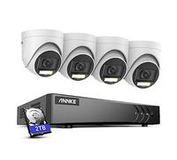 ANNKE CCTV Security Camera System, 8 Channel 3K Lite H.265+ DVR, 4-Packed 2MP HD Cameras Built in Mic, Color Night Vision, Human/Vehicle Detection, IP67 Waterproof for Outdoor Indoor, 2TB Hard Drive