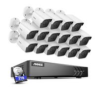 ANNKE CCTV Security Camera System with 5MP Cameras, 16CH DVR and 16x Bullet Cameras, Human/Vehicle Detection, 2TB Hard Drive for 24/7 Recording, 100ft/30m Night Vision, IP67 Waterproof for Outdoor