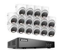ANNKE Home Wired Camera Security System, 16CH 3K Lite H.265+ AI DVR, 16 X 1080P IP67 Weatherproof Dome Cameras with Dual Light, Human/Vehicle Detection, No HDD