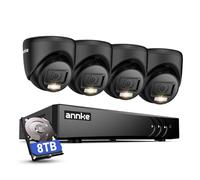 ANNKE Wired CCTV Security Camera System, 8CH 3K DVR with 4-Packed Dome Cameras, 8TB Hard Drive for 24/7 Recording, Night Vision, IP67 Waterproof for Outdoor, Human/Vehicle Detection