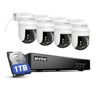 ANNKE Wired Outdoor Surveillance Camera Set, 8 Channel 5MP DVR with 4 PT Cameras, One Way Audio, AI Human & Vehicle Detection, Clear Night Vision, 1TB Hard Drive for 24/7 Recording, Weatherproof