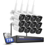 ANNKE Wireless Security Camera System, 16CH 4K NVR CCTV Camera System with 1TB HDD, 12X 3MP Wi-Fi Cameras, 24/7 Recording, Human Detection, Two Way Audio, Email App Alerts, No Monthly Fee