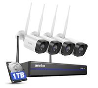 ANNKE Wireless Security Camera System, 16CH 4K NVR CCTV Camera System with 1TB HDD, 4X 3MP Wi-Fi Cameras, 24/7 Recording, Human Detection, Two Way Audio, Email App Alerts, No Monthly Fee