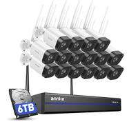 ANNKE Wireless Security Camera System, 16CH 4K NVR CCTV Camera System with 6TB HDD, 16X 3MP Wi-Fi Cameras, 24/7 Recording, Human Detection, Two Way Audio, Email App Alerts, No Monthly Fee