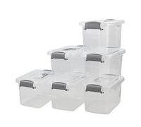 Annkky 6-Pack Small Storage Boxes With Lid, 5 Liter Plastic Latching Box