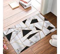 ANNKOOT Memory Foam Bath Mat 50x80 cm,Marble Golden Geometric Lines Black and White Marbling,Soft and Comfortable, Super Water Absorption, Non-Slip, Machine Wash, Easier to Dry for Bathroom Floor Rug