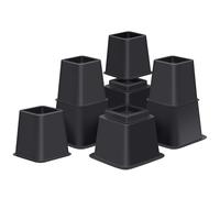 ANNKUT Bed Risers 8 Inch Heavy Duty, Lifts 3, 5 or 8 Inch, 4 Pack Black | Adjustable Furniture Risers for Chair Couch Sofa Table and Desk Legs Lifting, Bed Block Risers for Under-Bed Storage