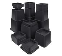 ANNKUT Furniture Risers 10 Inch Bed Risers Heavy Duty Adjustable Bed Lifts Risers Table Desks Legs Blocks，Support up to 6,000 lbs（1-10 inch Black）