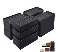 ANNKUT Pack of 12 Rectangle Bed Risers,4 Inch Heavy Duty Adjustable Furniture Risers for Bed Sofa Table and Chairs Lift to 1.5、3 or 4 in，Support Up to 1,300 Lbs (4 Set-Black)