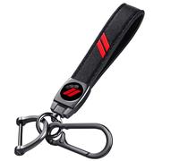 Annloysky Black Leather Metal Car Keychian Keyring Accessories Compatible with Dodge Challenger Charger SRT RAM Cars Accessories