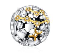 Annmors 12 Constellation Birthstone Charm for Bracelet Necklace 925 Sterling Silver 12 Zodiac Sign Gemini with CZ Charm Bead fit European Bracelet Christmas Birthday Gifts for Women Girls Family