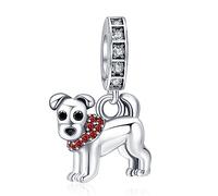 Annmors 925 Sterling Silver Charms fit Bracelets Necklaces Cute Dog Dangle Beads with 5A Cubic Zirconia Christmas Valentine Mother's Day Gift Charms for Womens