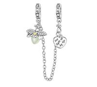 Annmors 925 Sterling Silver Charms fit Bracelets Necklaces Firefly Safety Chain Dangle Beads with 5A Cubic Zirconia Christmas Valentine Mother's Day Gift Charms for Women
