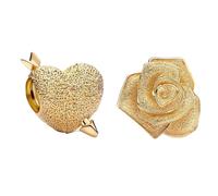 Annmors 925 Sterling Silver Charms fit Bracelets Necklaces Gold Rose Flower Heart Dangle Beads with 5A Cubic Zirconia Christmas Valentine Mother's Day Gift Charms for Women