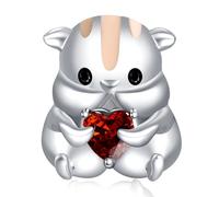 Annmors 925 Sterling Silver Charms fit Bracelets Necklaces Hamster Heart Dangle Beads with 5A Cubic Zirconia Christmas Valentine Mother's Day Gift Charms for Womens