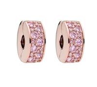 Annmors 925 Sterling Silver Charms fit Bracelets Necklaces Light Pink Clip Stopper Dangle Beads with 5A Cubic Zirconia Christmas Valentine Mother's Day Gift Charms for Women