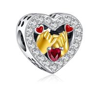 Annmors 925 Sterling Silver Charms fit Bracelets Necklaces Love Heart Dangle Beads with 5A Cubic Zirconia Christmas Valentine Mother's Day Gift Charms for Womens Love Hearts