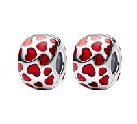 Annmors 925 Sterling Silver Charms fit Bracelets Necklaces Sparkle Red Heart Clip Stopper Dangle Beads with 5A Cubic Zirconia Christmas Valentine Mother's Day Gift Charms for Women