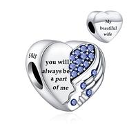 Annmors 925 Sterling Silver Charms My Beatiful Wife with 5A Cubic Zirconia fit European Bracelets Charms,Christmas Valentine Mother's Day Gift for Women Girls My Beatiful Wife