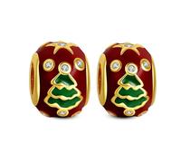 Annmors 925 Sterling Silver Christmas Tree Stopper Charms fit Bracelets Necklaces Dangle Beads with 5A Cubic Zirconia Christmas Valentine Mother's Day Gift for Womens of 2 Packs