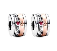 Annmors 925 Sterling Silver love U Stopper Charms fit Bracelets Necklaces Dangle Beads with 5A Cubic Zirconia Christmas Valentine Mother's Day Gift for Womens of 2 Packs