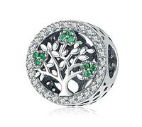 Annmors Blue Family Tree Charm for Bracelet 925 Sterling Silver Dangle Pendant Bead with Cubic Zirconia Girl Jewelry Beads DIY Gifts for Women Bracelet & Necklace