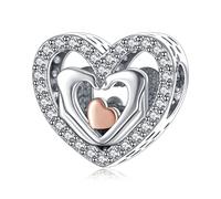 Annmors Charms Hands Love Heart Dangle Pendant 925 Sterling Silver Beads with Cubic Zirconioa fits Europe Charms Bracelets,Xmas Gifts for Women Girl Bracelet and Necklace