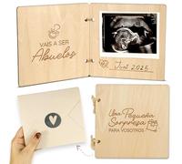 Announce pregnancy grandparents and family with wooden booklet - You will be grandparents - Let's have a baby - Surprise pregnancy announcement with frame baby ultrasound | Mikito