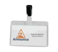 Announce Security Name Badge 60x90mm (Pack of 25) PV00922 + Free finchley Refill Pen