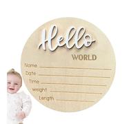 Announcement Sign - Wood, Birth Statistics, Engraved | Wood, Birth Memory Display, Welcome Name Sign For Living Room, Bedroom, Bedroom