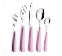 Annova 20PCS Flatware Set Stainless Steel Silverware/Cutlery Set with Colored Handles (Light Pink, 20 Pieces)