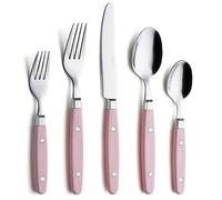 Annova Cutlery Set 20 Pieces Stainless Steel Color Handle with Rivet/Retro Style Flatware (Light Pink)