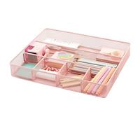 Annova Desk Drawer Organizer/Storage Tray - Metal Mesh with Dividers for Pens, Desktop Accessories, Bathroom, Kitchen, Makeup and Office Supplies (Light Pink)