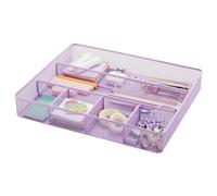 Annova Desk Drawer Organizer/Storage Tray - Metal Mesh with Dividers for Pens, Desktop Accessories, Bathroom, Kitchen, Makeup and Office Supplies (Light Purple)