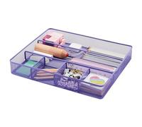 Annova Desk Drawer Organizer/Storage Tray - Metal Mesh with Dividers for Pens, Desktop Accessories, Bathroom, Kitchen, Makeup and Office Supplies (Purple)