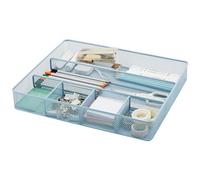 Annova Desk Drawer Organizer/Storage Tray - Metal Mesh with Dividers for Pens, Desktop Accessories, Bathroom, Kitchen, Makeup and Office Supplies (Morandi Blue)