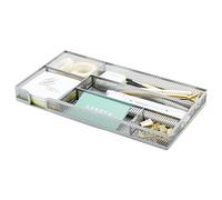 Annova Desk Drawer Organizer Tray for Office Organization - Metal Mesh - Storage Tray with Dividers for Pens, Desktop Accessories, Bathroom, Kitchen, Makeup and Office Supplies (Silver)