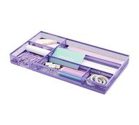 Annova Desk Drawer Organizer Tray for Office Organization - Metal Mesh - Storage Tray with Dividers for Pens, Desktop Accessories, Bathroom, Kitchen, Makeup and Office Supplies (Purple)