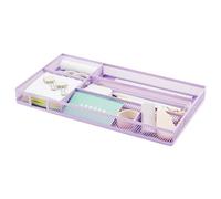 Annova Desk Drawer Organizer Tray for Office Organization - Metal Mesh - Storage Tray with Dividers for Pens, Desktop Accessories, Bathroom, Kitchen, Makeup and Office Supplies (Light Purple)
