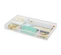 Annova Desk Drawer Organizer Tray for Office Organization - Metal Mesh - Storage Tray with Dividers for Pens, Desktop Accessories, Bathroom, Kitchen, Makeup and Office Supplies (White)