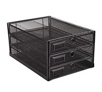 Annova Desk Organizer Wire Mesh 3 Tier Sliding Drawers Paper Sorter (Black)