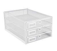 Annova Desk Organizer Wire Mesh 3 Tier Sliding Drawers Paper Sorter (White)