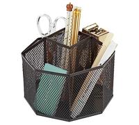 Annova Mesh Desk Organizer Rotate with 5 Compartments Spinning Tidy Candy/Pen Holder Office, Art Supply, Storage, Classroom, Home (Black)