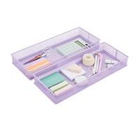 Annova Mesh Drawer Cabinet and Shelf Organizer Bins Storage Basket School Office Supply Holder Tray- Set of 2 (Light Purple, 38x15x5 cm)