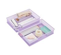 Annova Mesh Drawer Cabinet and Shelf Organizer Bins Storage Basket School Office Supply Holder Tray- Set of 2 (Light Purple, 23x15x5 cm)